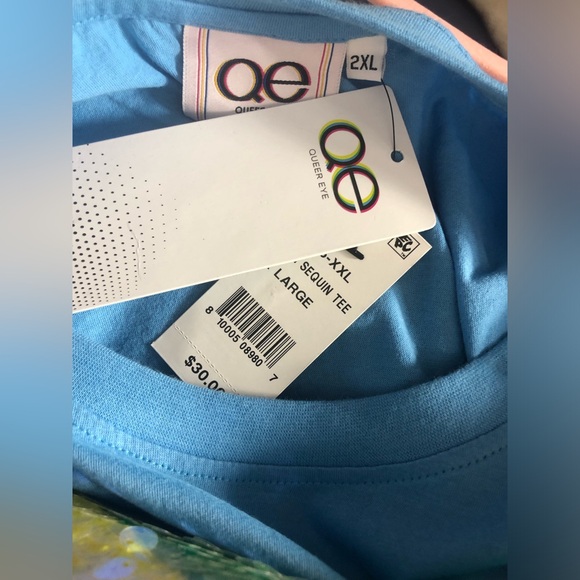 NWT Blue Tee with Rainbow Sequin Heart - Size 2X - Picture 3 of 4